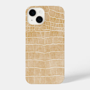 Coque Pour iPhone 14 Crocodile de Champagne Faux en cuir