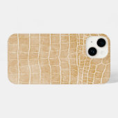 Coque Pour iPhone 14 Crocodile de Champagne Faux en cuir (Verso Horizontal)