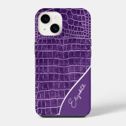 Coque Pour iPhone 14 Crocodile pourpre personnalisé