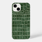 Coque Pour iPhone 14 Crocodile vert Faux en cuir (Verso)