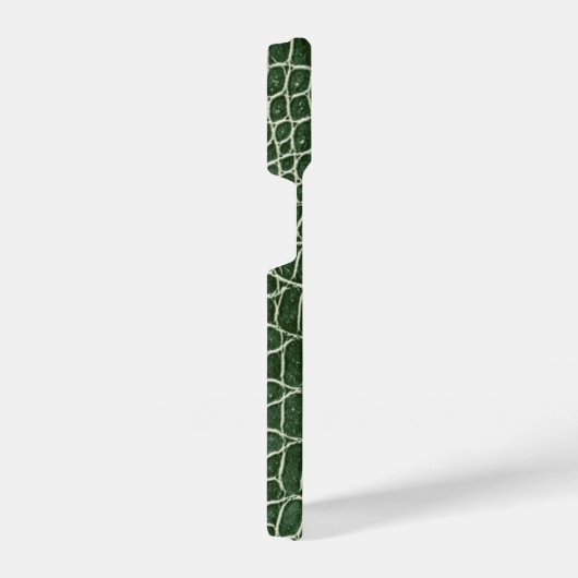 Coque Pour iPhone 14 Crocodile vert Faux en cuir (Côté droit)