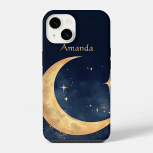 Coque Pour iPhone 14 Croissant de lune personnalisé et nuit étoilée
