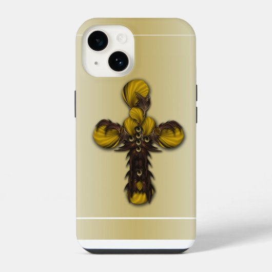 Coque Pour iPhone 14 "Cross Feuille Abstraction", iPhone 14 Coque (Verso)