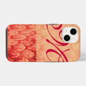 Coque Pour iPhone 14 CROTALUS MONOGRAM rouge rose fuchsia (Verso Horizontal)