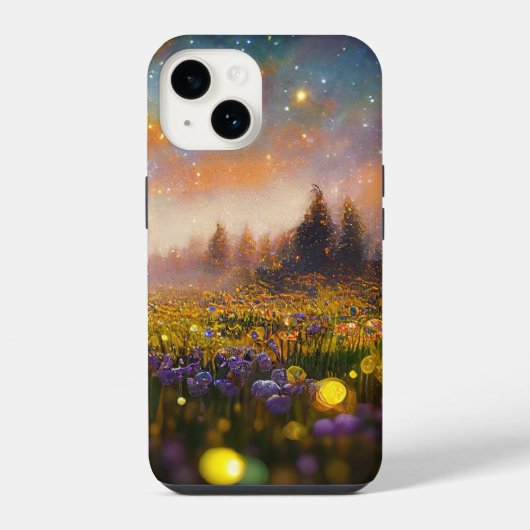 Coque Pour iPhone 14 Crystal Fields dans un Coque-Mate doré Sunset (Verso)