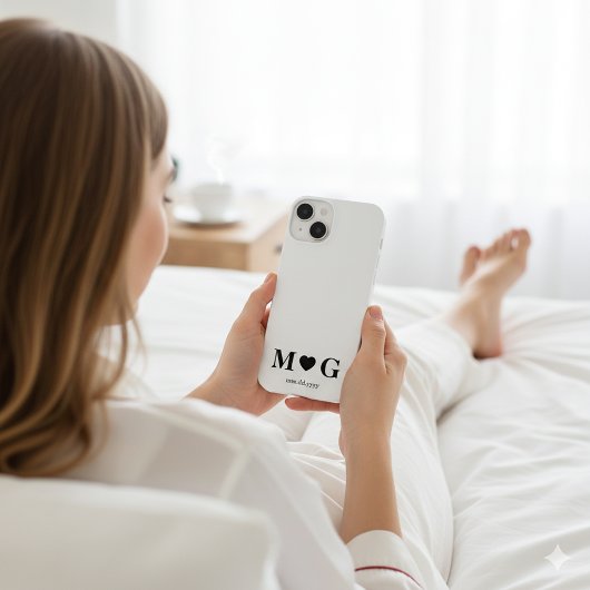 Coque Pour iPhone 14 Custom Couples Monogram Heart Mark