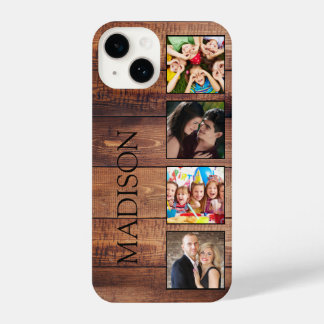 Coque Pour iPhone 14 Custom Family Photo Collage Reclaimed Wood