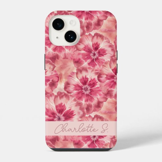 Coque Pour iPhone 14 Custom Pink Floral Coquette (Verso)