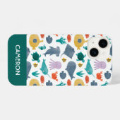 Coque Pour iPhone 14 Cute Aquarelle Océan Animaux Motif (Verso Horizontal)