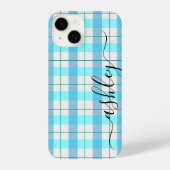 Coque Pour iPhone 14 Cute Bleu Buffalo Plaid (Verso)