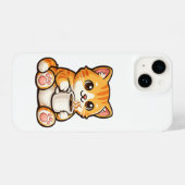 Coque Pour iPhone 14 Cute Cat Coffee – Cozy Orange Cat Drinking Coffee  (Verso Horizontal)
