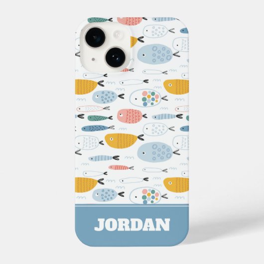 Coque Pour iPhone 14 Cute Doodle École de Motif de poisson (Verso)