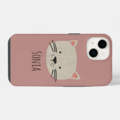 Coque Pour iPhone 14 Cute face de chat Whimsical (Verso Horizontal)