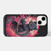 Coque Pour iPhone 14 Cute Fire Splash Noir Ninja Chat Guerrier (Verso Horizontal)