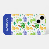 Coque Pour iPhone 14 Cute Neon Aquarelle Dinosaur Motif (Verso Horizontal)