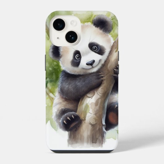 Coque Pour iPhone 14 Cute Ours Panda Dans L'Arbre (Verso)