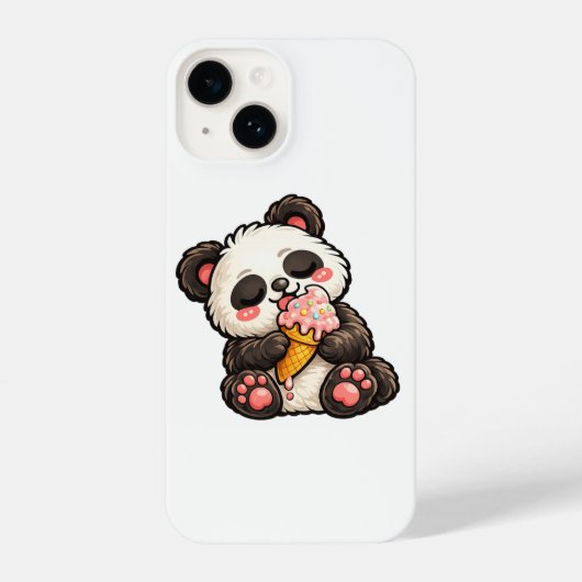 Coque Pour iPhone 14 Cute Panda Ice Cream (Verso)