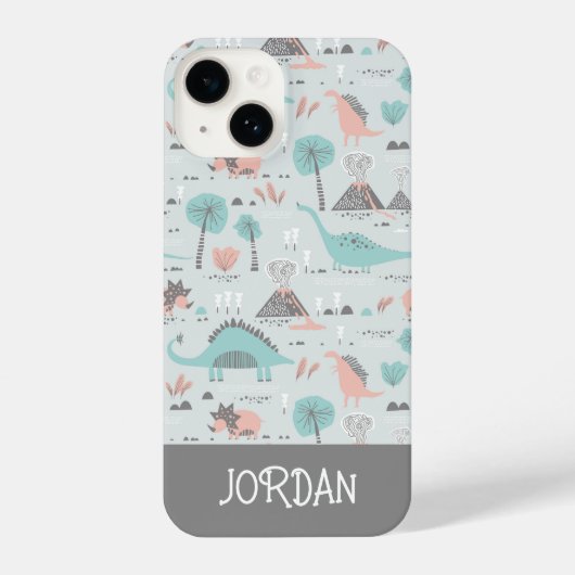 Coque Pour iPhone 14 Cute Pastel Dinosaur Motif (Verso)