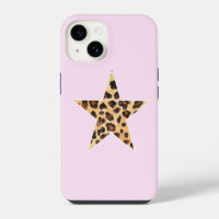 Cute simple Cheetah Print Star coque iphone rose