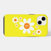 Coque Pour iPhone 14 Cute Simple Floral Design Simple Initial Jaune (Verso Horizontal)