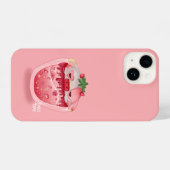 Coque Pour iPhone 14 Cute Strawberry Phone Case – Pink Design (Verso Horizontal)