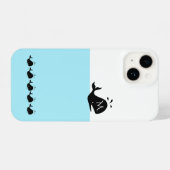 Coque Pour iPhone 14 Cute White and Blue Custom Initial Black Whale (Verso Horizontal)