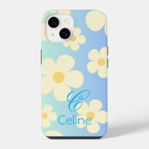 Coque Pour iPhone 14 daisy Fleur mignonne orange bleu Personnalisé
