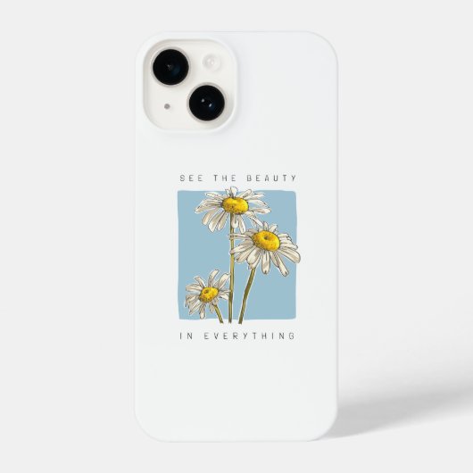Coque Pour iPhone 14 Daisy Flowers Beauté Slogan (Verso)