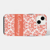 Coque Pour iPhone 14 Damask orange emberglow nom iphone (Verso Horizontal)