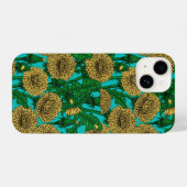 Coque Pour iPhone 14 Dandelions sur turquoise (Verso Horizontal)