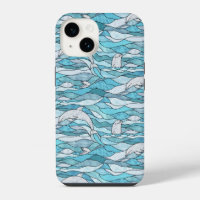 Dauphins en verre coloré Océan Bleu