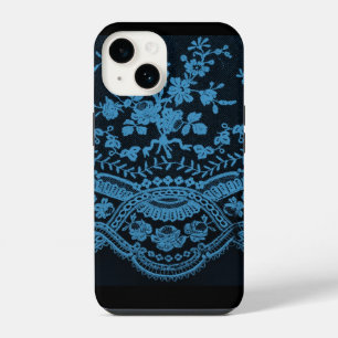 Coque Pour iPhone 14 Dentelle bleue Grunge