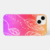 Coque Pour iPhone 14 design amusant, rose et jaune, feuille d'art abstr (Verso Horizontal)