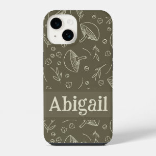 Coque Pour iPhone 14 Design champignon bois de sage vert funky boho