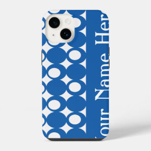 Coque Pour iPhone 14 Design de boule bleu denim avec nom