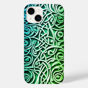 Coque Pour iPhone 14 Design de noeud vert sculpté 3D celtique