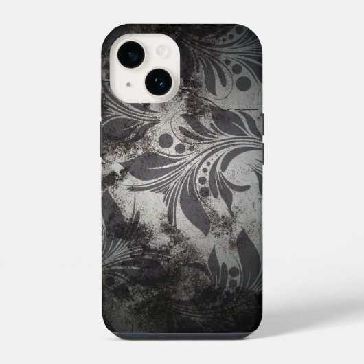 Coque Pour iPhone 14 Design Grunge noir et argent (Verso)