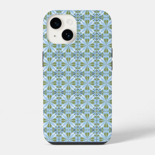 Coque Pour iPhone 14 Design scandinave moderne Bleu Vert olive (Verso)