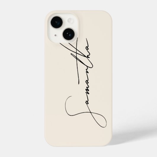 Coque Pour iPhone 14 Design Simple Signature Script Calligraphie Crème (Verso)