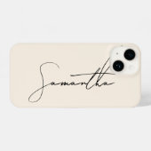 Coque Pour iPhone 14 Design Simple Signature Script Calligraphie Crème (Verso Horizontal)