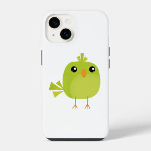 Coque Pour iPhone 14 Dessin animé d'oiseau vert mignon