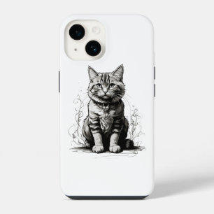 Coque Pour iPhone 14 Dessin au crayon de chat mignon