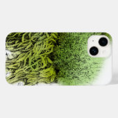Coque Pour iPhone 14 Dessin de mousse avec coque iphone vert superposé (Verso (horizontal))