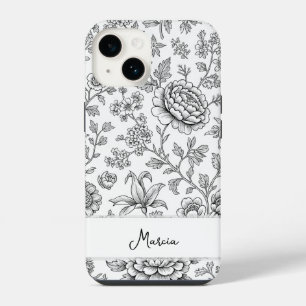 Coque Pour iPhone 14 Dessin floral personnalisé élégant et raffiné
