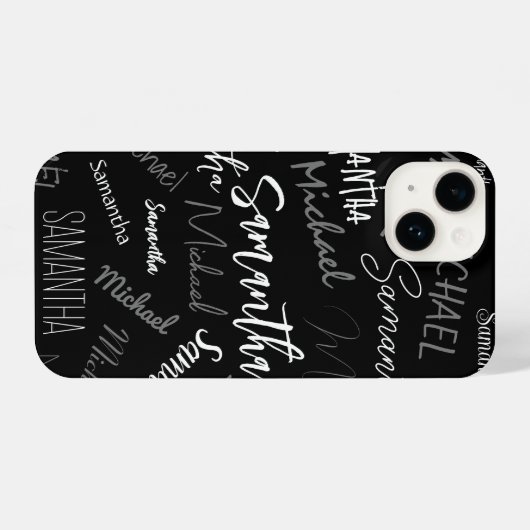 Coque Pour iPhone 14 Deux noms couple motif monogramme noir gris blanc (Verso Horizontal)
