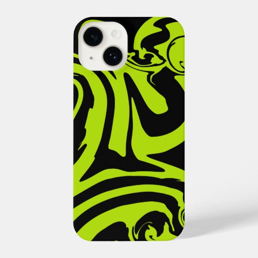 Coque Pour iPhone 14 Déversement - Lime vert et noir (Verso)