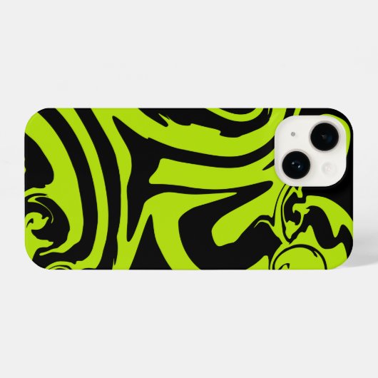 Coque Pour iPhone 14 Déversement - Lime vert et noir (Verso Horizontal)