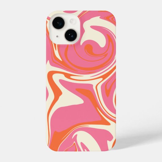 Coque Pour iPhone 14 Déversement - rose, orange et crème (Verso)