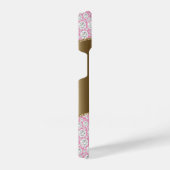 Coque Pour iPhone 14 Diamants de Glam sur rose, Monogramme d'or, Nom du (Côté droit)