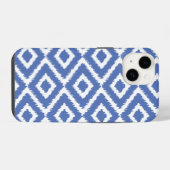Coque Pour iPhone 14 Diamants Ikat Bleus (Verso Horizontal)